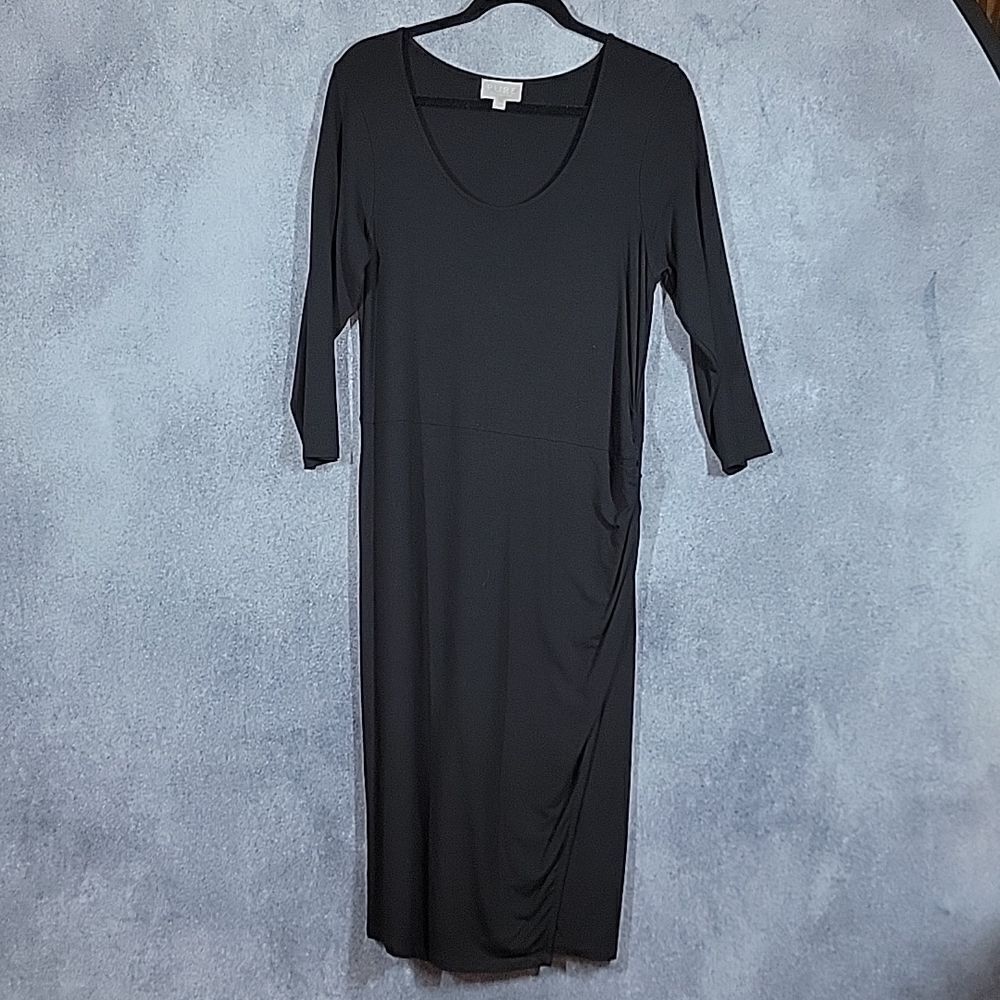 Pure Collection Black Ruched Jersey Knit Dress - Picture 16 of 16